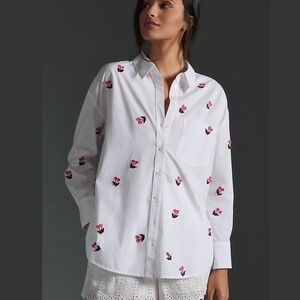 Anthropologie Maeve Bennet Buttondown Shirt - Embroidered Edition